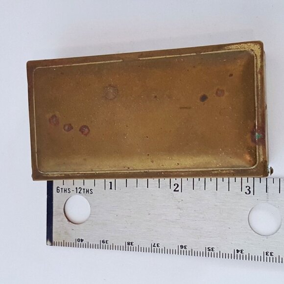 Antique Ges Gesch Austria Bronze Metal Stamp Box Trinket Pill Box 3 Slots - Picture 2 of 6